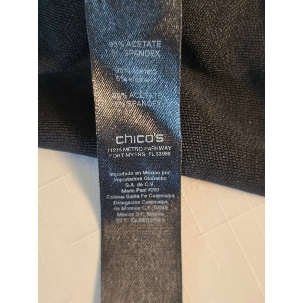 Chicos Travelers Black Maxi Dress V-Neck Short Sleeve Acetate Blend Size 2 L - Picture 5 of 8